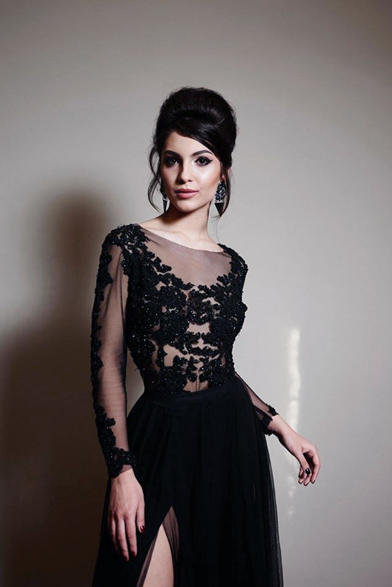 Black long evening dress outfit with lace - #SinestezicQueens - Sinestezic