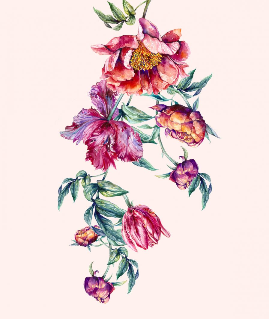 Sinestezic floral print for Scented Dream evening dress