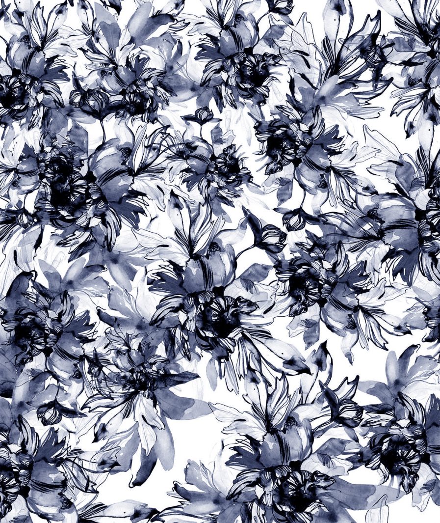 Sinestezic floral print for Midnight Bouquet long evening skirt