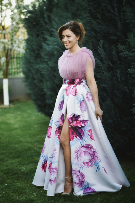 Floral print maxi evening dress | Sinestezic | #SinestezicQueens